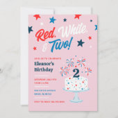 Invitation Rouge Blanc et Deux 2ème Anniversaire Party (Devant)