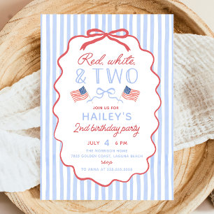 Invitation Rouge Blanc et Deux 4 juillet 2e Anniversaire