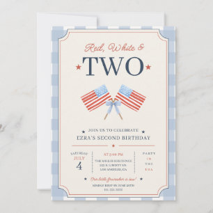 Invitation Rouge Blanc et DEUX Anniversaire Patriotique 2ème