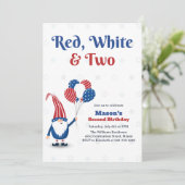 Invitation Rouge, blanc et deux enfants 4 juillet 2e annivers (Debout devant)