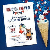 Invitation Rouge, blanc et deux fête d'anniversaire