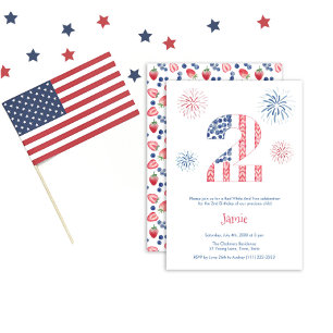 Invitation Rouge Blanc Et Deux Jardin 2ème Fête d'anniversair