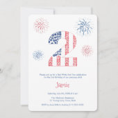 Invitation Rouge Blanc Et Deux Jardins 2e Fête Anniversaire (Devant)