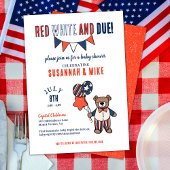 Invitation Rouge, blanc et dû | Baby shower d'été