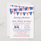 Invitation Rouge, blanc et échéance | BABY SHOWER 4 JUILLET (Devant)