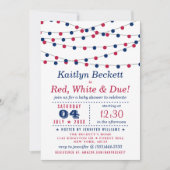 Invitation Rouge, blanc et échéance | BABY SHOWER 4 JUILLET (Devant)