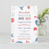 Invitation Rouge Blanc Et Nous Faisons Fête de douche de fia (Debout devant)