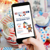 Invitation Rouge, Blanc et Nouveau |  Fête de crémaillère d'é