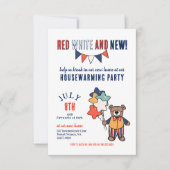 Invitation Rouge, Blanc et Nouveau |  Fête de crémaillère d'é (Devant)