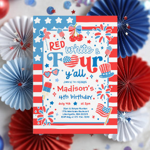 Invitation Rouge Blanc Et Quatre Vous Tous 4 Juillet 4e Anniv