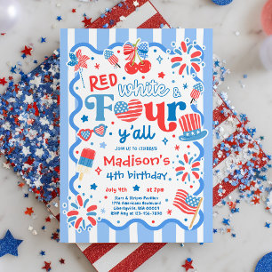 Invitation Rouge Blanc Et Quatre Vous Tous 4 Juillet 4ème Ann