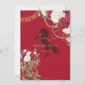 Invitation Rouge Blanc Floral Charro Bottes Chevaux Quinceañe (Dos)