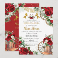 Rouge Blanc Floral Charro Charra Chevaux Quinceañe