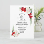 Invitation Rouge Blanc Floral Mariage après la fête (Debout devant)