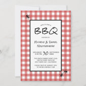 Invitation Rouge Blanc Gingham Classique Fourmis BBQ Pique-Ni (Devant)