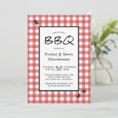 Invitation Rouge Blanc Gingham Classique Fourmis BBQ Pique-Ni (Debout devant)