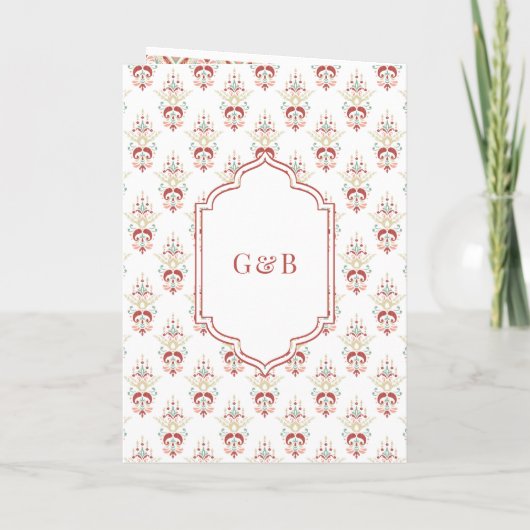 Invitation Rouge blanc Ikat All in One Anand Karaj Sikh Maria (Dos)