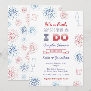 Invitation Rouge Blanc & Je Fais des Couples Mariage Fête de 