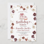 Invitation Rouge Blanc Marsala Automne Fleur sauvage Annivers (Devant)