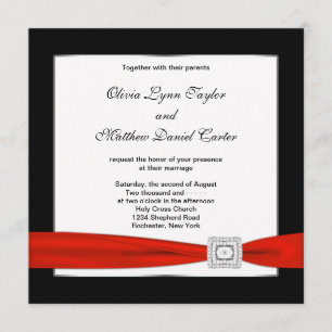 Invitation Rouge blanc noir noir noir Mariage