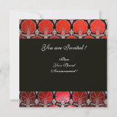 INVITATION ROUGE BLANC NOIR ŒILLETS DAMASSÉS MONOGRAMME (Dos)