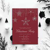 Invitation Rouge blanc Parties scintillant gouttes Snowflakes