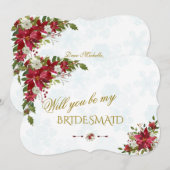 Invitation Rouge Blanc Poinsettia Tu Seras Ma Femme (Devant / Derrière)