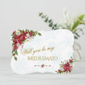 Invitation Rouge Blanc Poinsettia Tu Seras Ma Femme (Debout devant)