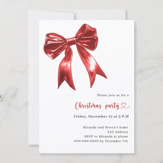 Invitation Rouge blanc QR code Noël (Devant)