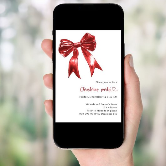 Invitation Rouge blanc QR code Noël