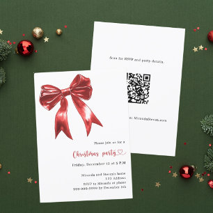 Invitation Rouge blanc QR code Noël