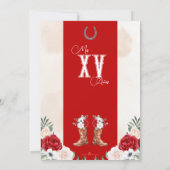 Invitation Rouge blanc Quinceanera Rose rustique Fancy Charro (Dos)