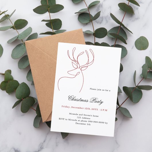 Invitation Rouge blanc rennes abstraits fête de Noël moderne