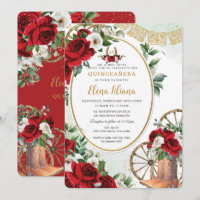 Rouge Blanc Roses Charro Bottes Sweet 16 Quinceañe