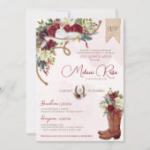 Invitation Rouge blanc Roses d'hiver Charro espagnol Quincean (Devant)