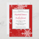 Invitation Rouge blanc Snowflakes minimaliste Mariage de Noël (Devant)