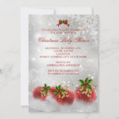 Invitation Rouge Blanc Vert Baby shower de Noël Fille Blonde (Dos)