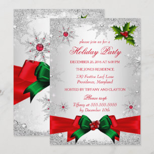 Invitation Rouge Blanc Vert Winter Wonderland Fête de vacance