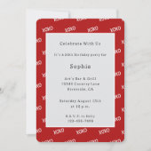 Invitation Rouge Blanc XOXO Anniversaire   (Devant)