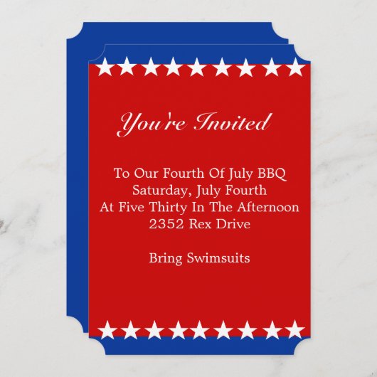 Invitation rouge, blanche et bleue (Devant / Derrière)