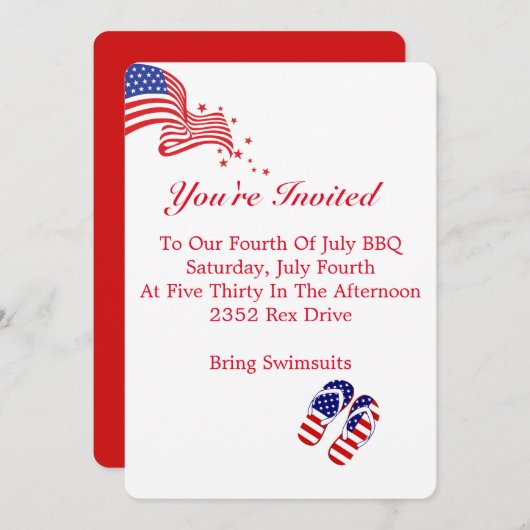 Invitation rouge, blanche et bleue (Devant / Derrière)