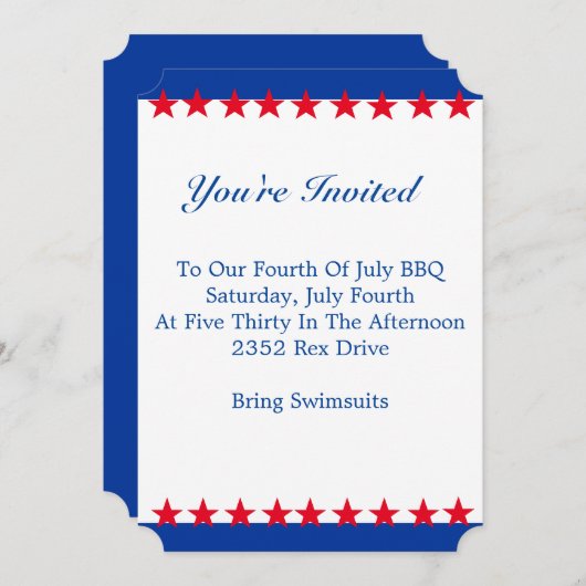 Invitation rouge, blanche et bleue (Devant / Derrière)