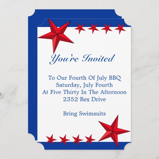 Invitation rouge, blanche et bleue (Devant / Derrière)