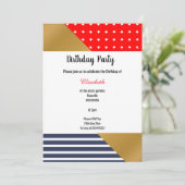 INVITATION ROUGE BLEU BLANC STARS & STRIPES ANNIVERSAIRE (Debout devant)