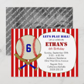 Invitation rouge, bleu et blanc de fête (Devant / Derrière)