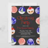 Invitation Rouge bleu mignon ornement Baubles fête de Noël (Devant)