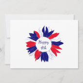 Invitation Rouge Bleu Patriotique Floral 4 Juillet BBQ (Devant)