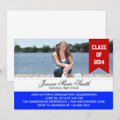 Invitation rouge/bleue de modèle photo d'obtention (Devant / Derrière)