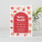 Invitation Rouge Boho fraise Berry Sweet Baby Girl Douche (Debout devant)