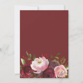 Invitation Rouge bordeaux aquarelle mariage floral (Dos)